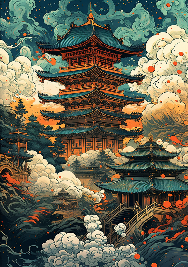 中国风国潮古建筑湖南岳阳楼背景,插画/手绘图,插画/手绘图库,插画/手绘图下载,插画/手绘